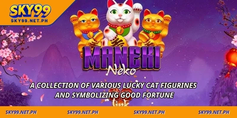 A collection of various lucky cat figurines and symbolizing good fortune