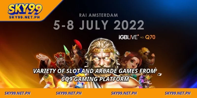 Variety of slot and arcade games from CQ9 gaming platform
