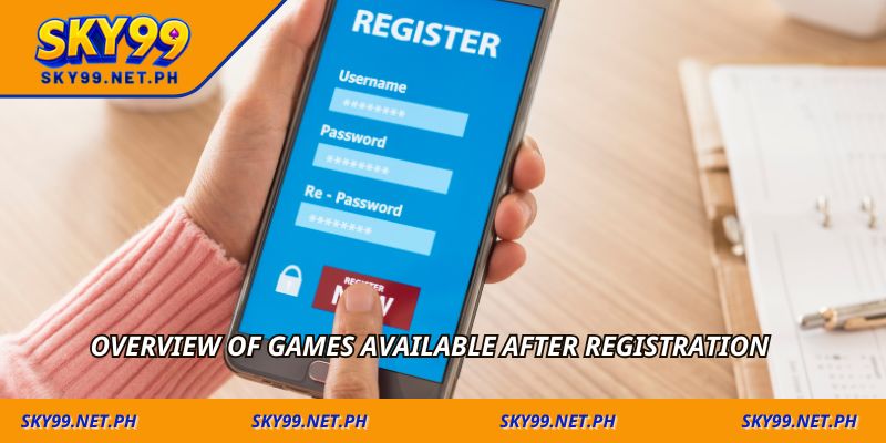 Overview of games available after registration