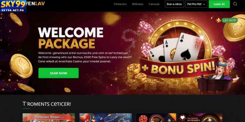 Example of a welcome package displayed on a casino homepage.