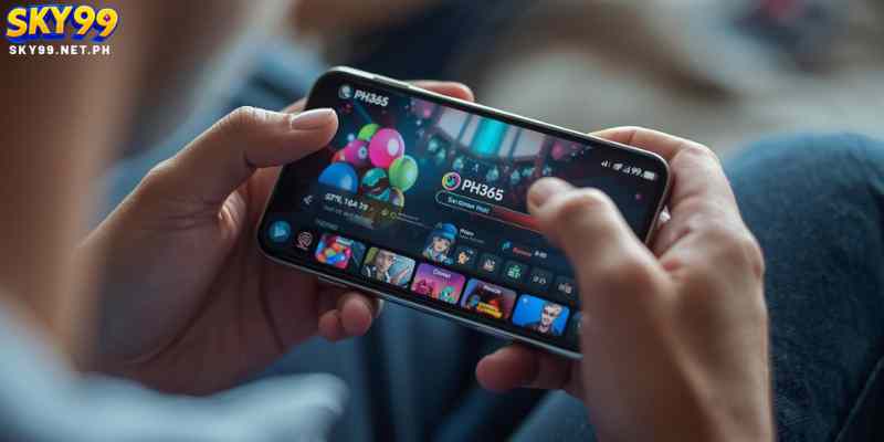   User accessing PH365 mobile gaming platform with responsive design